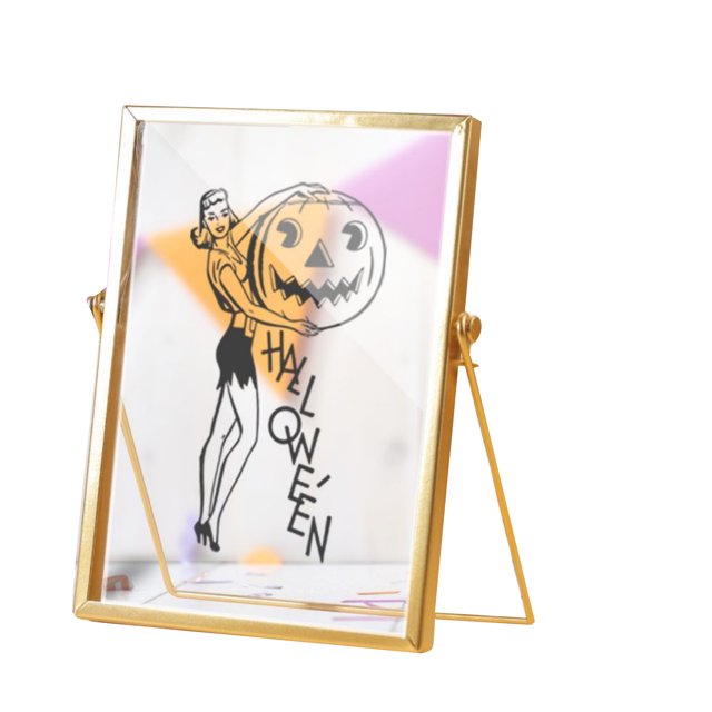 Cuadro decorativo acrílico impermeable, tema de Halloween, marco de Metal dorado acrílico, adorno de pintura, 14,5x19,5 cm
