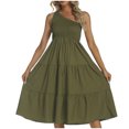 thumbnail image 1 of FcBaudy Robe Sans Manches à Col Asymétrique, Robes d'Été pour Femmes, Robes d'Été Fraîches et à Col Doux Couleur Unie pour Femmes, 1 of 4