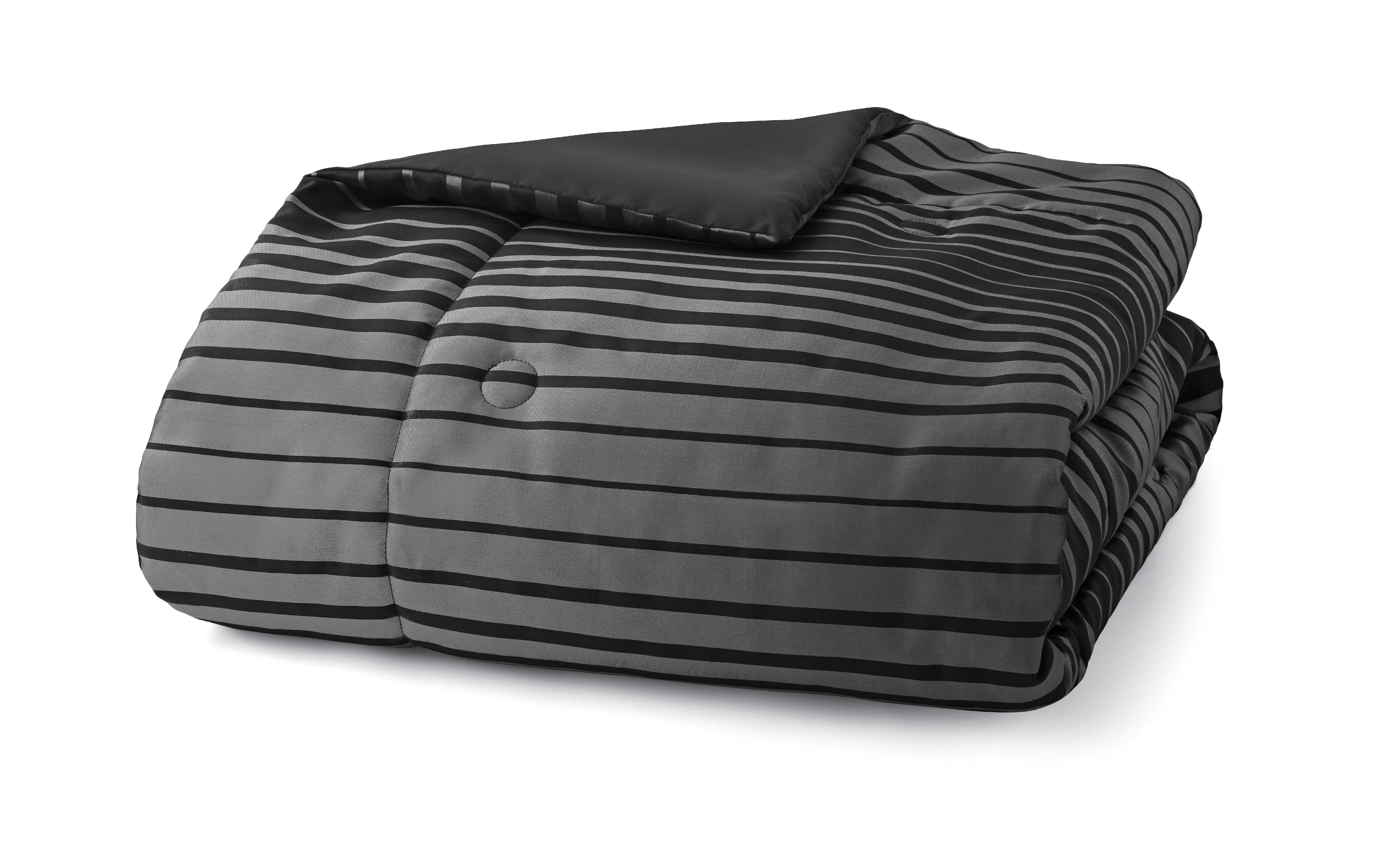 Mainstays 7-Piece Black Striped Midnight Woven Comforter Set, King - image 3 of 5