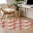 thumbnail image 4 of Round Rug 3.3Ft Washable Non-Slip, Spring Flowers Circle Area Rugs for Living Room Bedroom, Chinese Botanical Pink White Blooms Floral Indoor Floor Mats Carpet Runner for Home Decor Aesthetic, 4 of 8