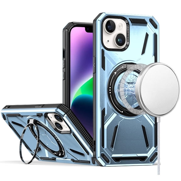 For Apple iPhone 16 Plus (6.7") Hybrid Magnetic Ring and 360° Rotational Kickstand with MagSafe Compatible, Military Grade Drop Protection Cover, XPM Phone Case [Blue]
