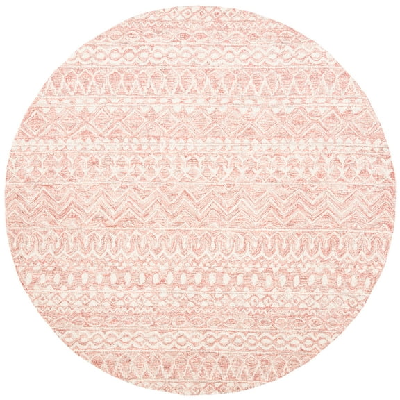 SAFAVIEH Micro-Loop Daithi Geometric Area Rug, Pink/Ivory, 7' x 7' Round