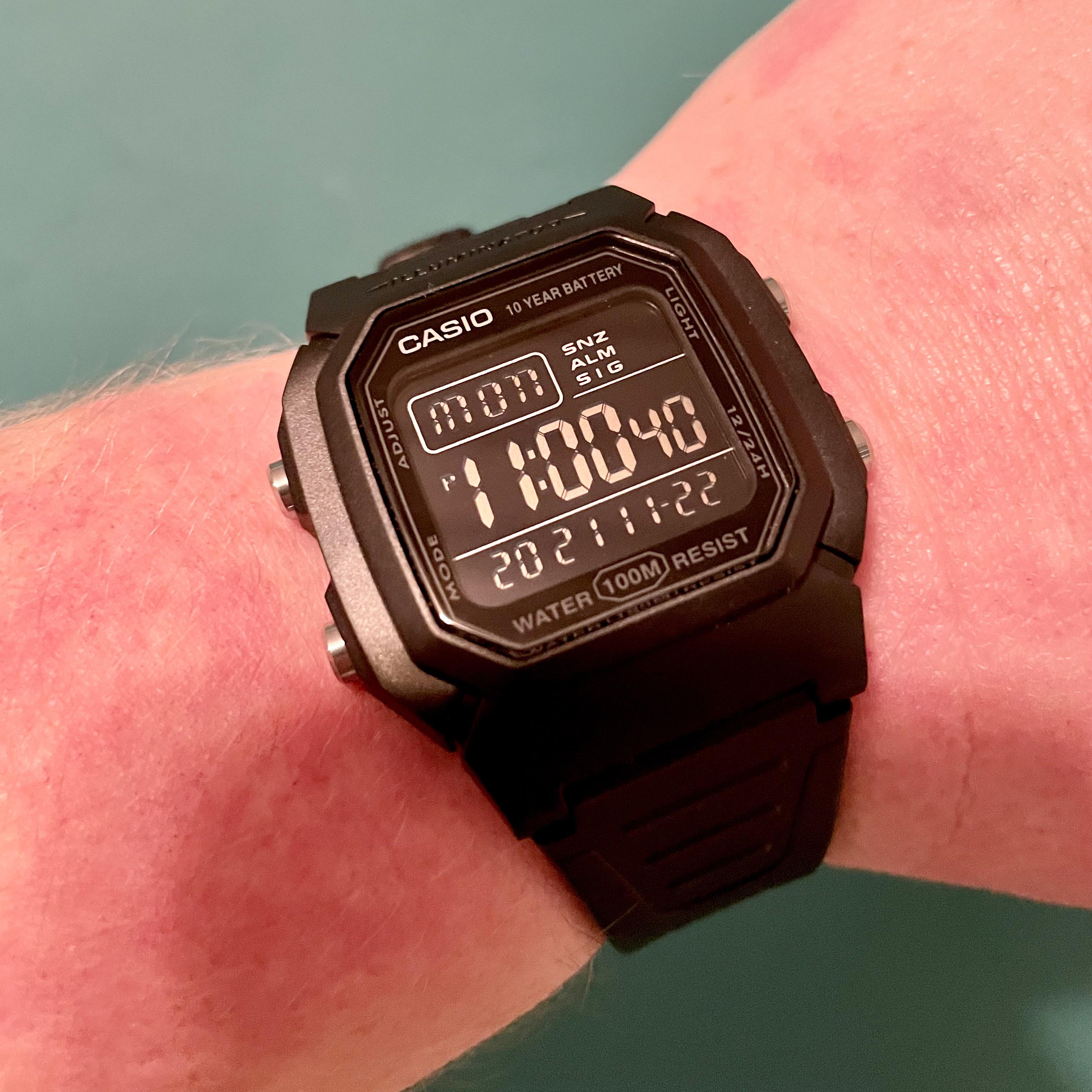 Casio Digital Black Resin Strap Quartz Men's Wristwatch, W-800H-1BV