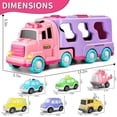 thumbnail image 1 of Light & Music Transport Truck Toy, Purple Construction Vehicle Set, 1 Large Truck + 6 Small Cars, Colorful Boxed Playset, Interactive Vehicle Toy for Kids, Early Learning Fun, 1 of 1