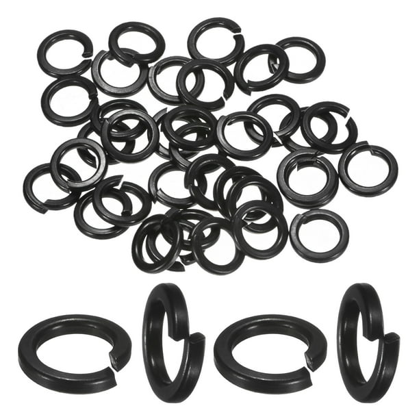 Uxcell 100-Pack Arandela de Bloqueo de Resorte, Gasket Elástico de Acero Inoxidable M8 con Recubrimiento Negro Electrochapado
