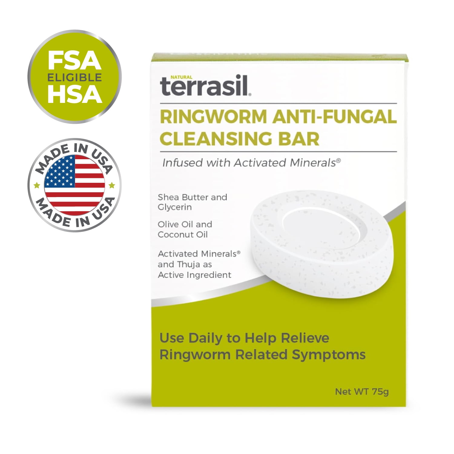 Terrasil Ringworm Soap - Antifungal Ringworm Soap Bar with Natural Ingredients - For Adults and Kids - 75gm