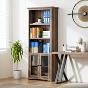 Relefree 70" Tall Bookshelf, 5 Tier Bookcase with Glass Doors, Display Storage Shelves for Living Room, Bedroom, Home Office