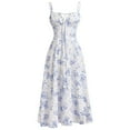 thumbnail image 2 of Sleeveless Boho Dress Women's Casual Loose Fit Summer Floral Print Sundress for Beach Vacation Wear,Blue S, 2 of 4