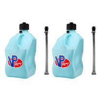 VP Racing 3632-CA, 5.5-Gallon Square Motorsport Jug Sky w/ 14" Standard Hose Close-Trimmed Cap and Neck for Tight Seal (2 Pack)