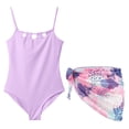 thumbnail image 3 of Girls One Piece Swimsuit With Hollow Out Design And Mesh Skirt Tropical Floral Print Cut Out Swimwear For Girls, 3 of 7