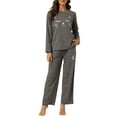 thumbnail image 1 of Conjuntos de lounge para mujeres INSPIRE CHIC, camisetas de manga larga con estampado de gatos y pantalones, pijamas con bolsillos, M gris, 1 of 5