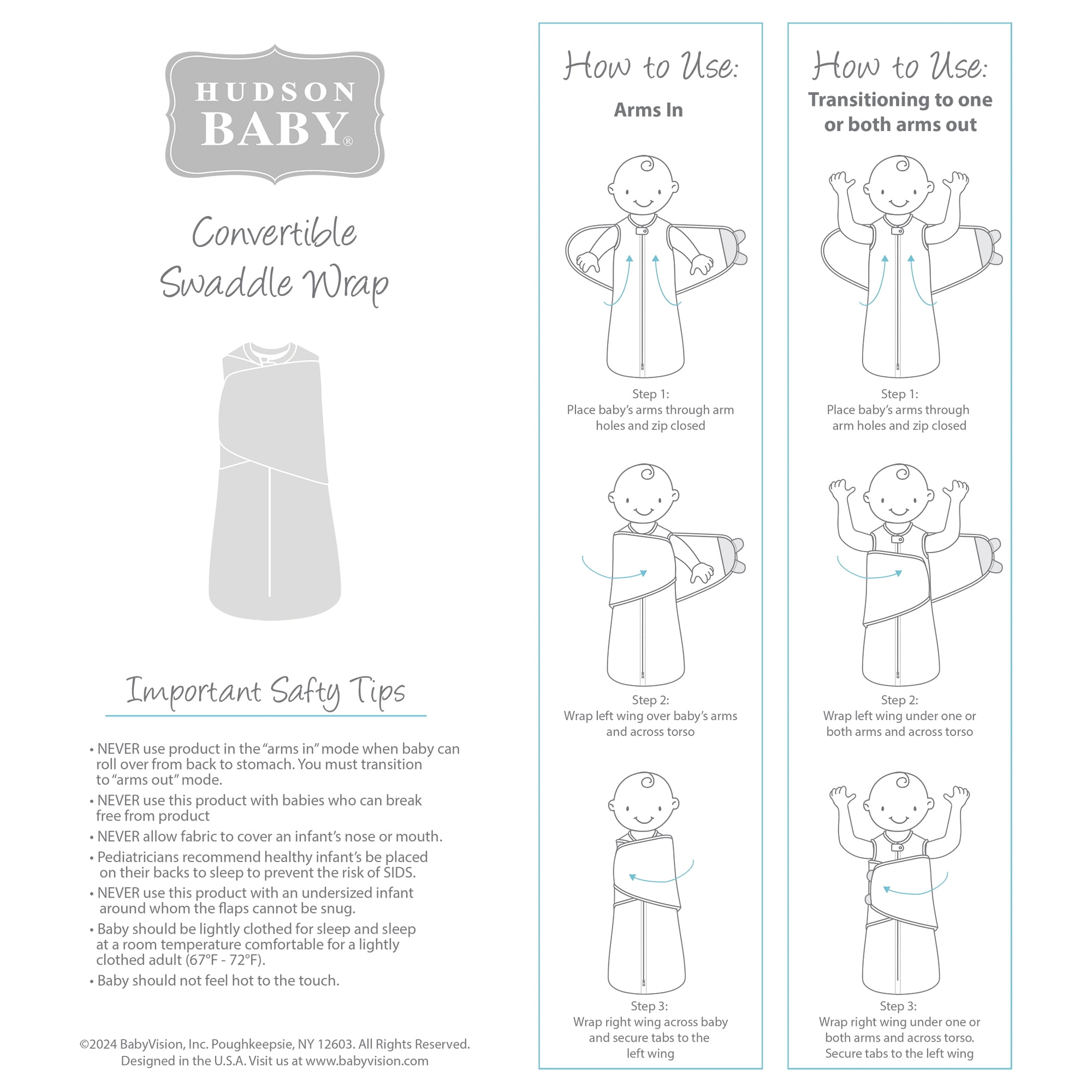 Hudson Baby Infant Girls Convertible Swaddle Sleep Sack, Red Rose, 3-9 Months
