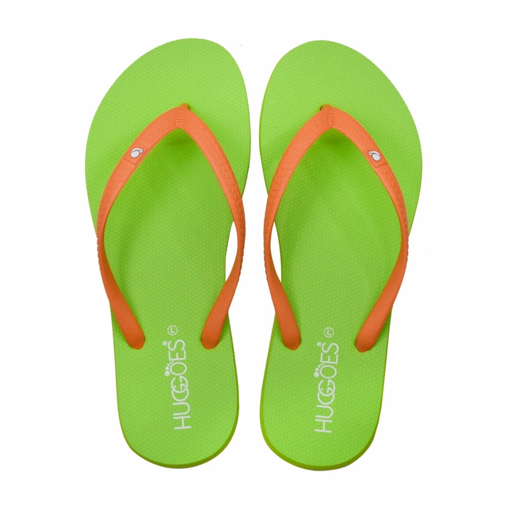 Huggoes - Huggoes - Basil Natural Rubber Comfort flip flops for Women - Lime/Orange - Walmart 