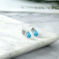 thumbnail image 4 of Gem Stone King 925 Sterling Silver Swiss Blue Topaz Stud Earrings for Women Men (1.96 Cttw, Gemstone November Birthstone, Pear Shape 8X5MM), 4 of 4