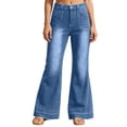 thumbnail image 2 of Wide Leg Jeans Woman 2026 Trendy Washed Blue Flared Bootcut Denim Pants with Pockets Palazzo Jeans Streetwear, 2 of 7