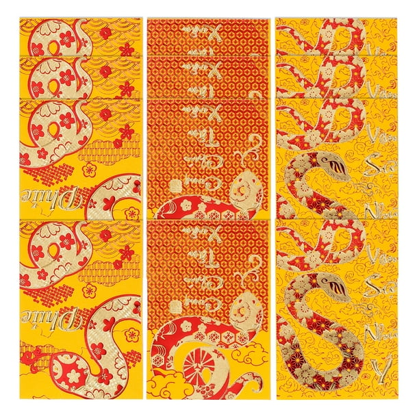 18 sobres rojos del año de la serpiente, bolsas para dinero, sobres de dinero vietnamitas, bolsillo rojo del año de la serpiente, bolsillo rojo del año de la serpiente, bolsillos rojos