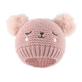 thumbnail image 2 of UQJfacai Kids Boys Girls Winter Hat Infant Toddler Warm Elastic Knitted Toddler Beanie Hats with Double Pompom for 0-3 Years Girls Boys, 2 of 3