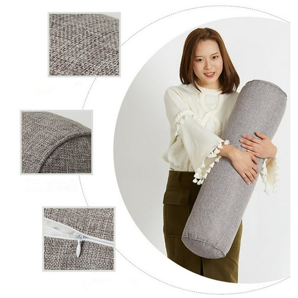 Removable Solid Color Round Cervical Pillow Bed Roll Cushion Head Leg Back Support Light Travel Column Pillow Smoke gray 10x40cm Walmart