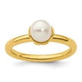 thumbnail image 4 of Auriga Fine Jewelry 925 Sterling Silver White FWC Pearl Gold-plated Ring for Women Size 7, 4 of 6