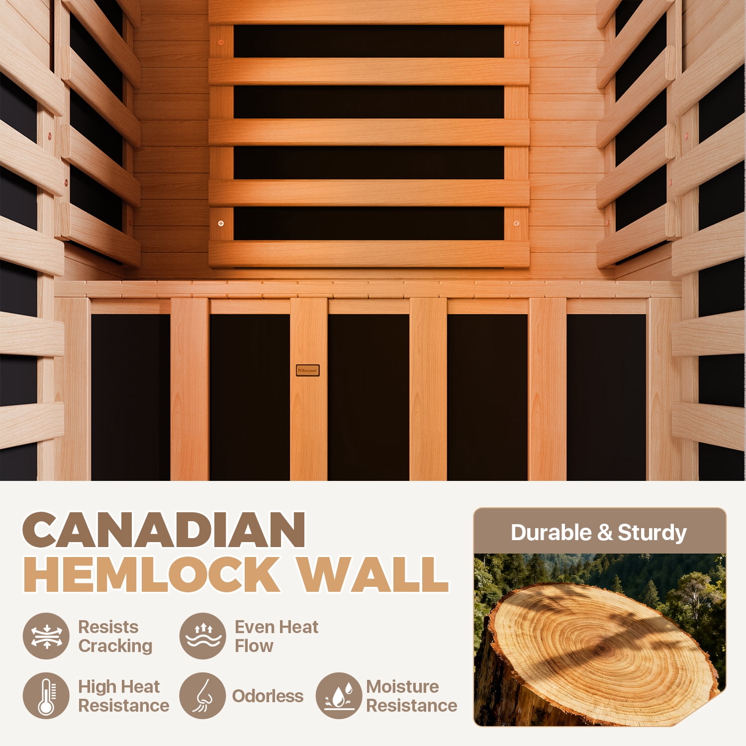 BaPiPro Infrared Sauna, 1-Person Home Far Wood Sauna with Whole Glass, Canadian Hemlock Dry Sauna Spa Room with Low EMF Carbon Fiber Panels, Indoor Sauna with LED Light & Bluetooth Speaker