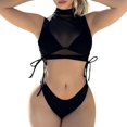 thumbnail image 1 of Gibobby Bañador de Bikini Nuevo bikini con cordones de piezas sexy traje de baño dividido(Negro,G), 1 of 5