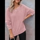 thumbnail image 4 of Sudadera de Cuello Redondo de Punto Gofre de Gran Tamaño para Mujer, Sudadera Informal de Larga con Laterales Rosa XXL, 4 of 8