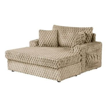 Furniture of America Dresdan Fabric 2-Arm Oversized Chaise in Light Brown