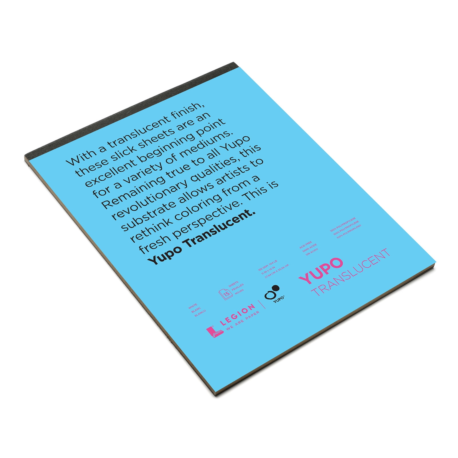 Legion Paper Yupo Translucent Watercolor Pad, 15 Sheets, 11in x 14in