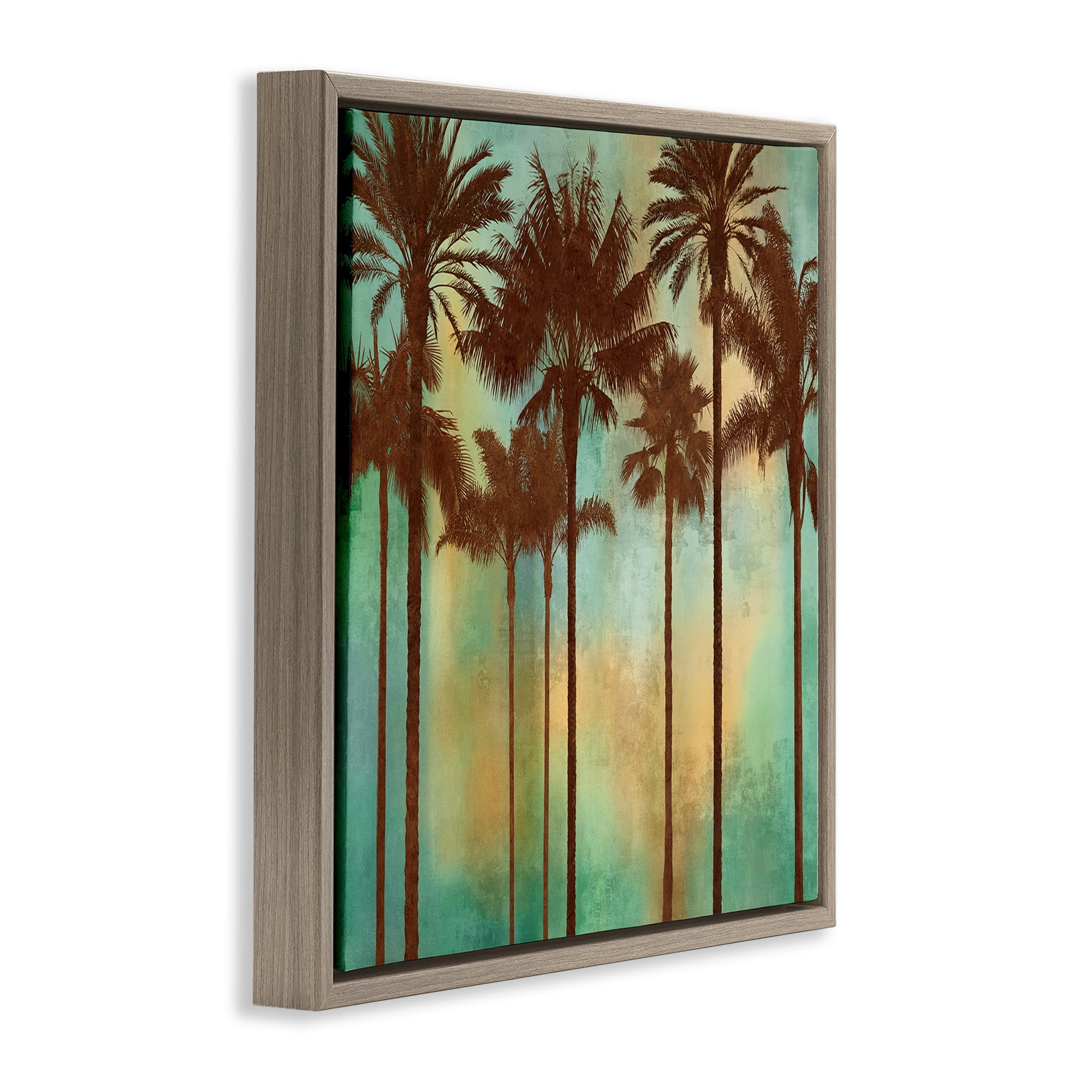 Stupell Industries Palm Trees over Gradient Landscape & Nature Painting Brown Floater Framed Canvas Art Print Wall Art, 25 x 25