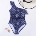 thumbnail image 2 of Gibobby Traje de baño completo mujer Trajes de baño para mujer Traje de baño Traje de baño con estampado de volantes Traje de baño adelgazante(Marina,XL), 2 of 4