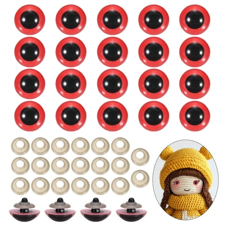 Uxcell 28mm Safety Eyes, 20Pcs Realistic Doll Crocheting Safety Eyes with Washers for Decor Crochet Accessories Dolls Craft Halloween, Red