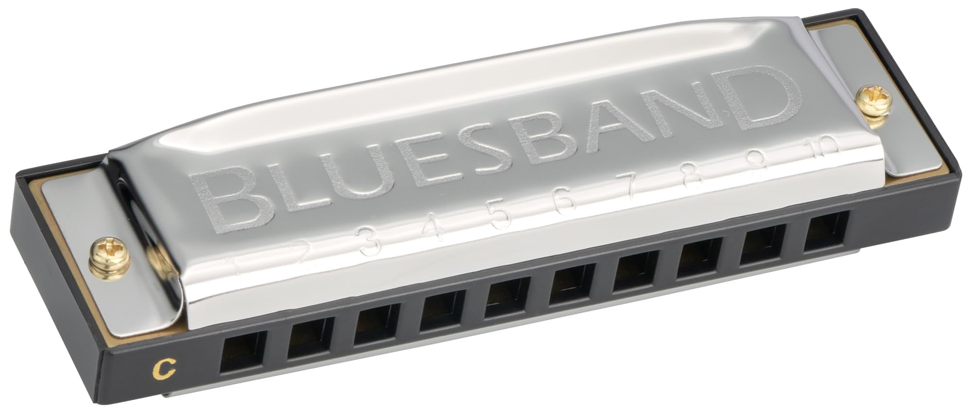 Hohner Blues Band Harmonica - Keys of G, C, A Bundle with Case, Pouch, Online Manual, and Austin Bazaar Polishing Cloth