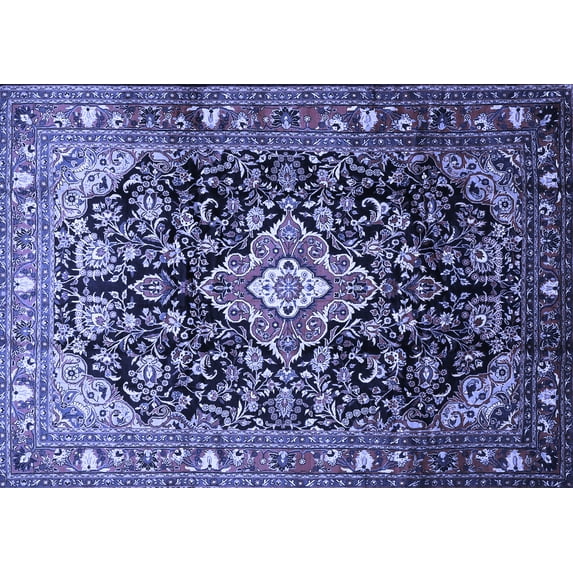 Ahgly Company Indoor Rectangle Medallion Blue Traditional Area Rugs, 8' x 12'