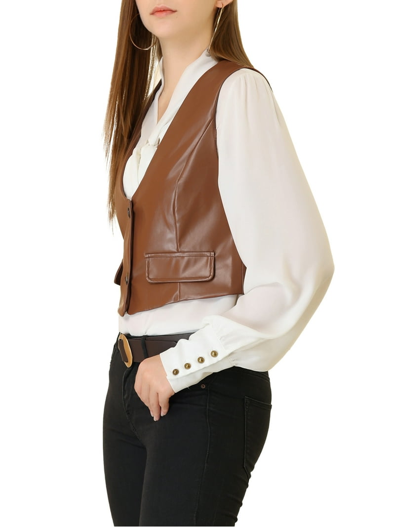 Unique Bargains Women's Retro Vest Button Front Sleeveless
