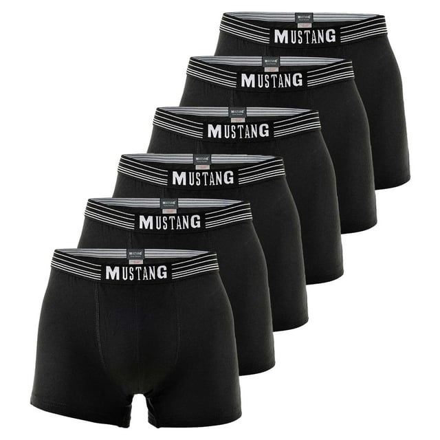 MUSTANG Pantalones cortos Retro para Hombres 6 Pack - Boxer, Pantalones, True Denim Negro M (Medium)