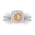 thumbnail image 2 of Clara Pucci 18K White/Rose Gold 1.495 Synthetic Yellow Moissanite Engraveable Engagement Ring + Wedding Band Set, 2 of 7
