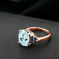 thumbnail image 4 of Gem Stone King 6.62 Ct Oval Sky Blue Topaz Blue Sapphire 18K Rose Gold Plated Silver Ring (Size 7), 4 of 4