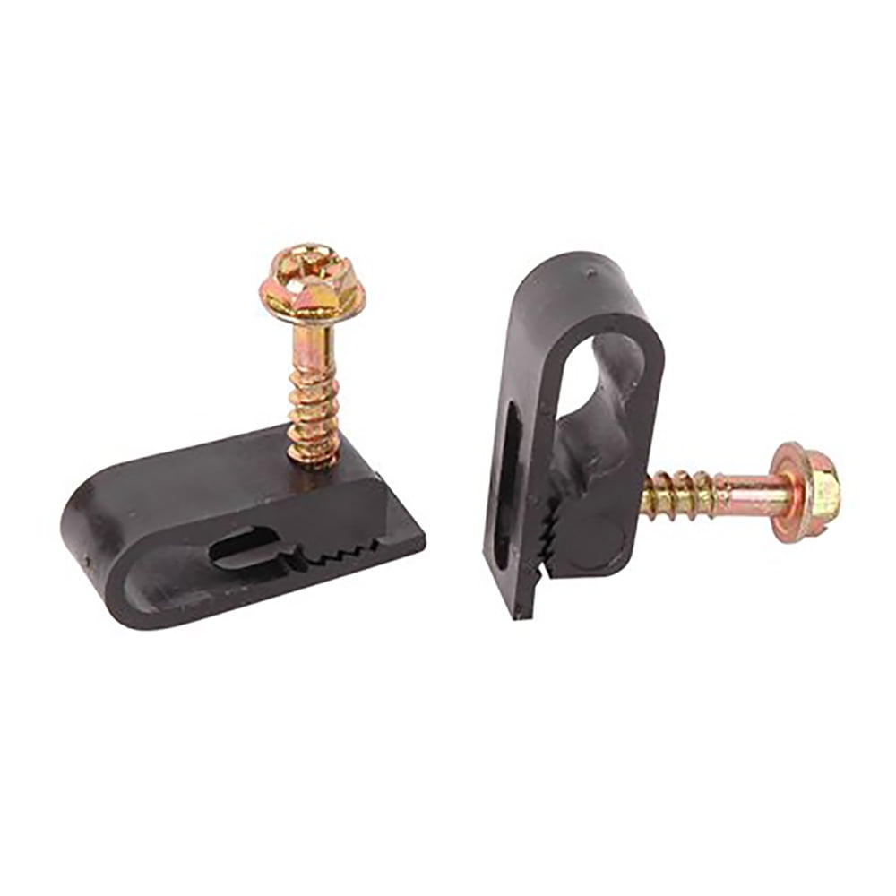 Pack 100 6mm Round SupaLec Black Cable Clips 