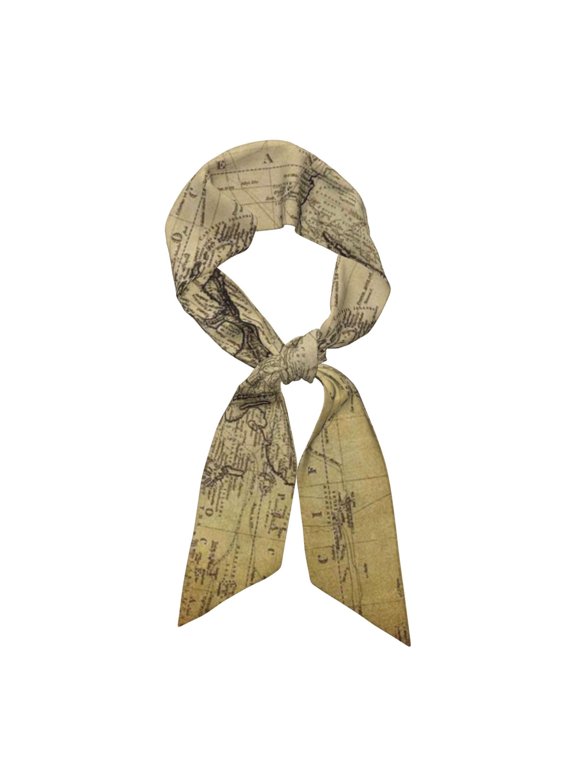 Vintage World Map Pattern Large Satin Head Scarf - Satin Hair Scarves Silk Bandana Scarf Headscarf Silk Feeling Scarf for Women