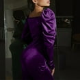 thumbnail image 6 of Sexlip Velvet Bodycon Dress for Women Sweetheart Neck Puff Long Sleeve Ruched Slim Fit Maxi Dress Y2k Party Clothes Purple M, 6 of 9