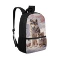 thumbnail image 2 of HUIACONG Snow Wolf Family School Backpack for Daily Student Use Lightweight Multi Compartment Large Capacity for Boys Girls Ages 6‑18 Back to School, 2 of 6