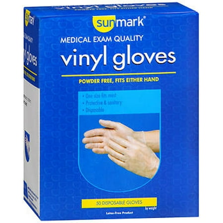 Sunmark Powder Free Vinyl Gloves, 50 Count
