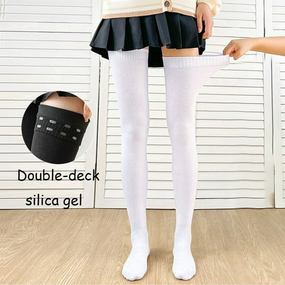 Womens High Socks Opaque Thigh High Stockings Thigts Hosiery With Silicone Vintage Stockings for Women Fishnet Leggings with Lace Top Colorful Tights for Women Champagne Color Pantyhose Old School