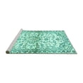 thumbnail image 2 of Ahgly Company Machine Washable Indoor Round Persian Turquoise Blue Traditional Area Rugs, 4' Round, 2 of 4