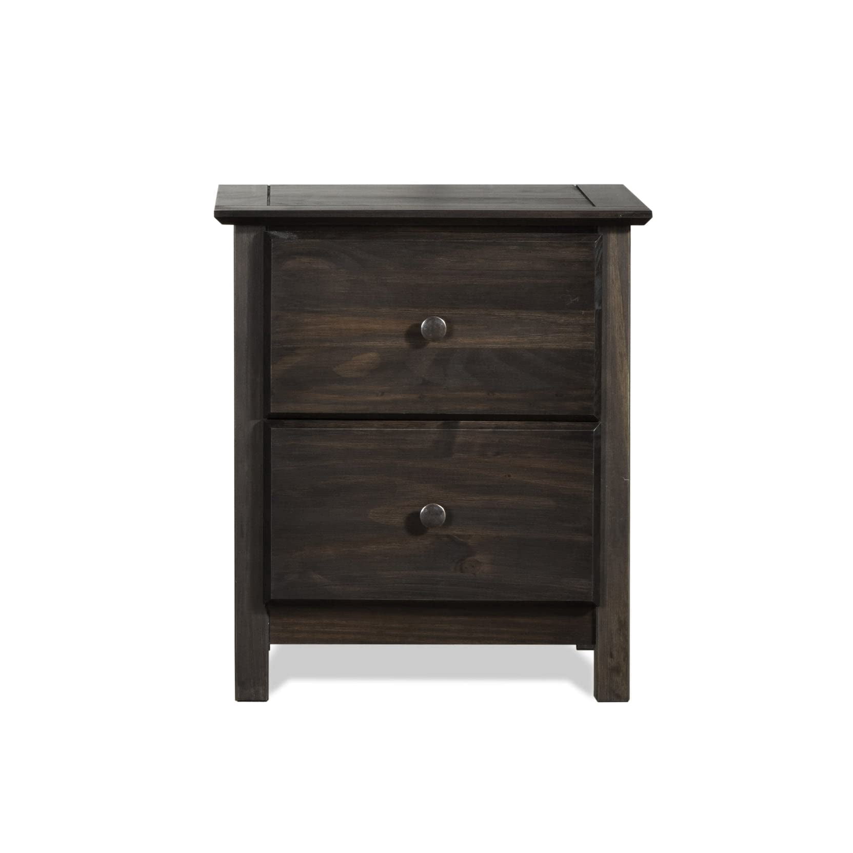 Grain Wood Furniture Shaker 2-Drawer Bedside Nightstand, Solid Wood with Expresso Finish