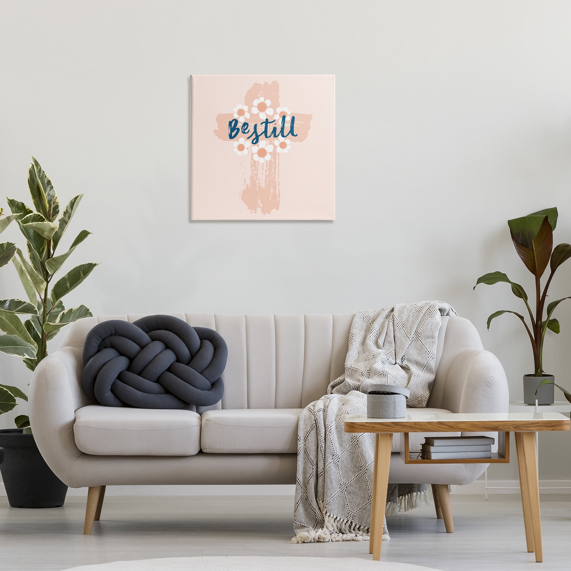 Stupell Industries Be Still Pastel Cross Religious Painting Gallery Wrapped Canvas Art Print Wall Art, 24 x 24