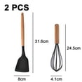 thumbnail image 2 of Juego de utensilios de cocina de silicona de cocina de 2 piezas, herramientas de cocina con mango de madera, 2 of 5