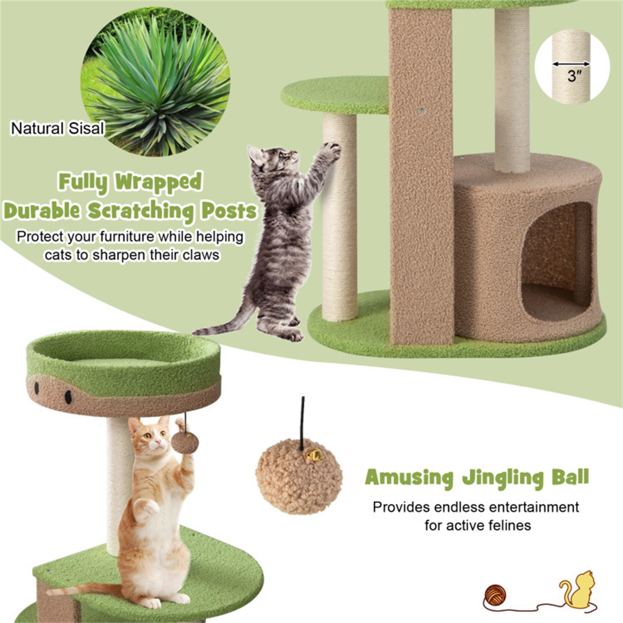 Kadyn 56" 5-Tier Cat Tree Tower for Indoor Cat Condo Sisal Scratching Posts with Jump Platform Cat Furniture Activity Center Play House, Green
