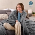 thumbnail image 4 of Bare Home Faux Shearling Blanket - Fluffy & Soft - Lightweight - Twin/Twin XL, Gray - Cable, 4 of 7