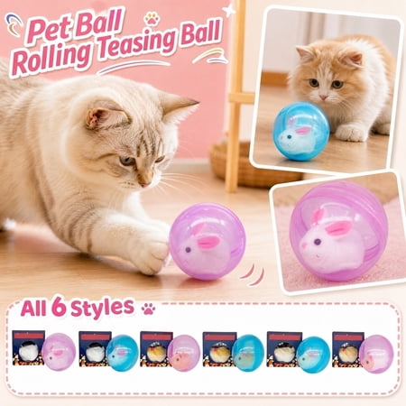 Interactive Cat Toys Automatic Cat Toys 5 Inch Cat Rolling Ball Toys Enrichment for Indoor Cats Moving Cat Toys for Indoor Cats Blue Shell Rabbit Design 1 Pack